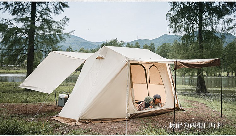 Cheap Goat Tents  Outdoor Camping Open 210D Windproof And Rainproof 3 4 People Portable Three door Double curtain Automatic Tent   